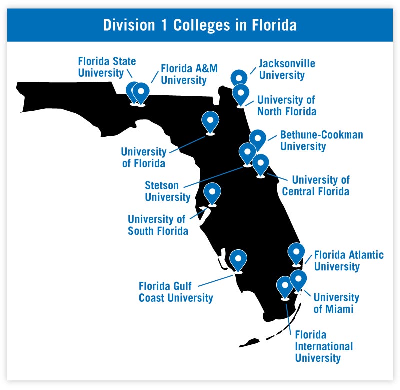 d1 colleges in florida map 1