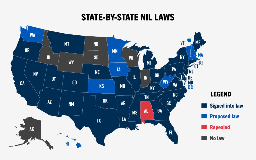 state by state map of NIL laws